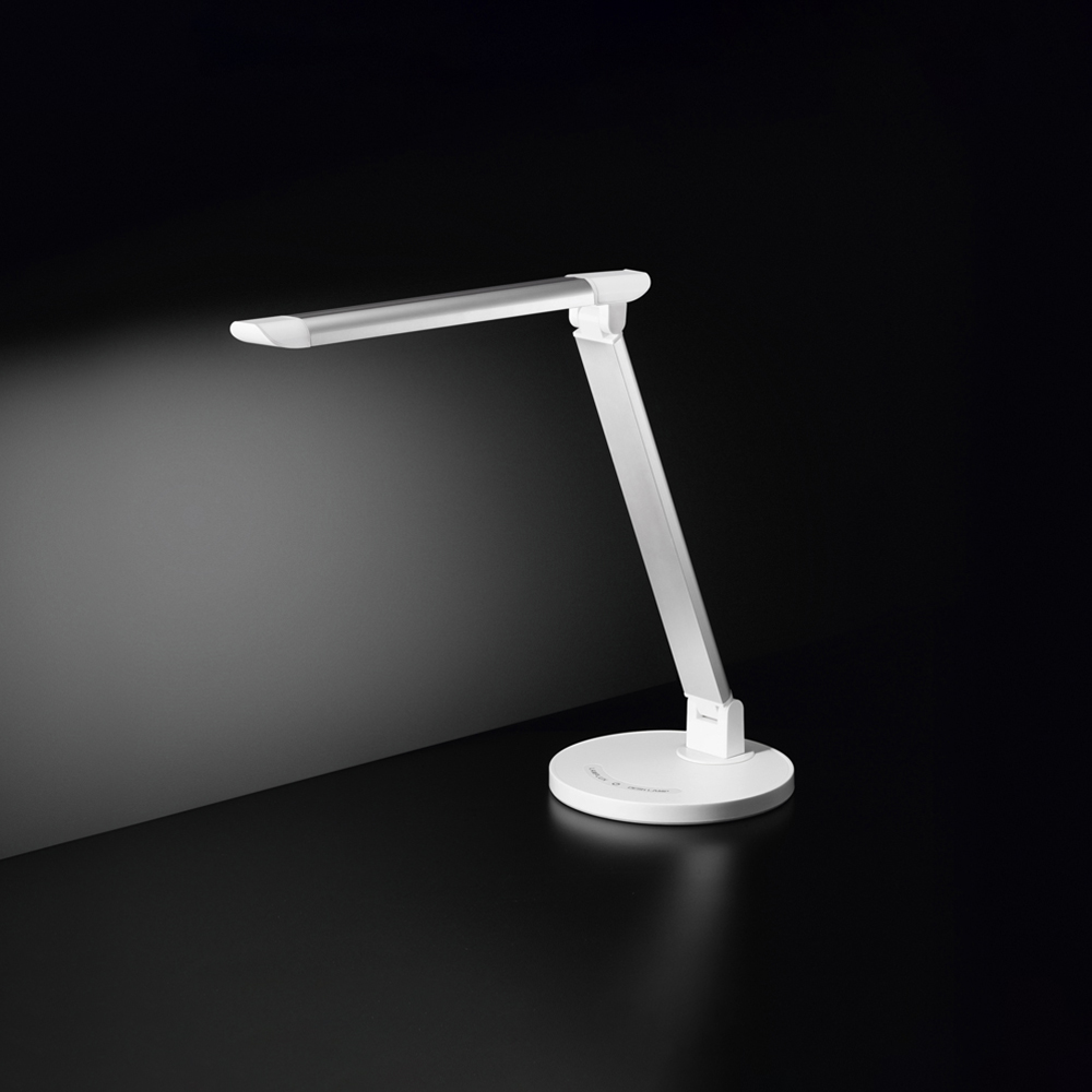 foto del prodotto lampada scrivania moderna hal alluminio bianco acrilico satinato led 7w cct