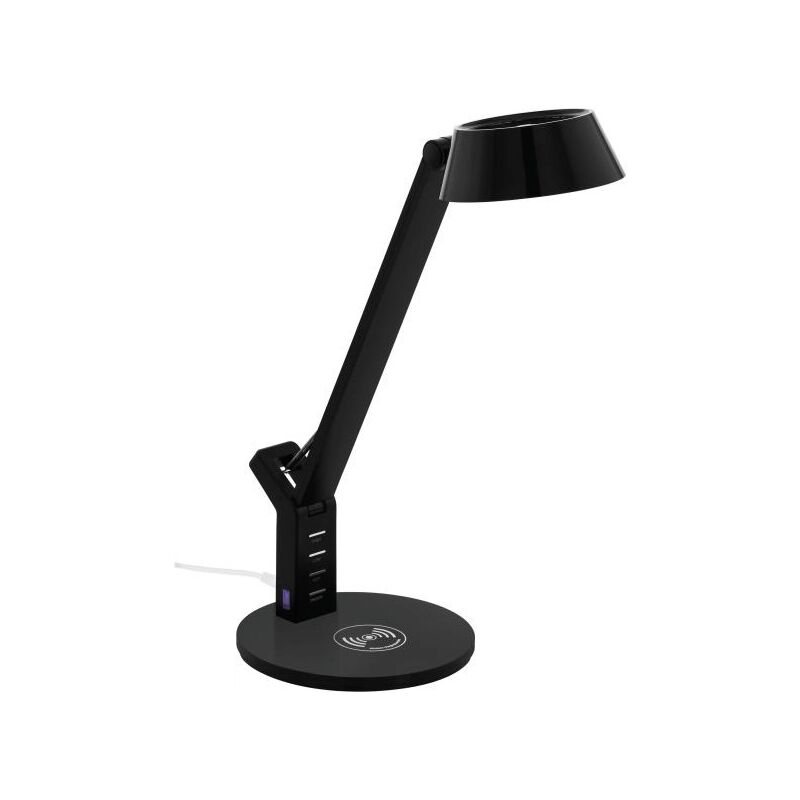 foto del prodotto lampada scrivania nera banderalo touch dimmer led con qi charger eglo