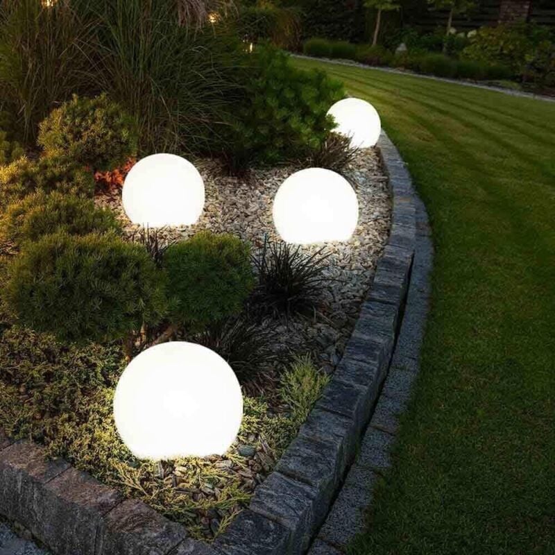 foto del prodotto lampada sfera da terra interno esterno illuminazione giardino palla 30 cm ip65