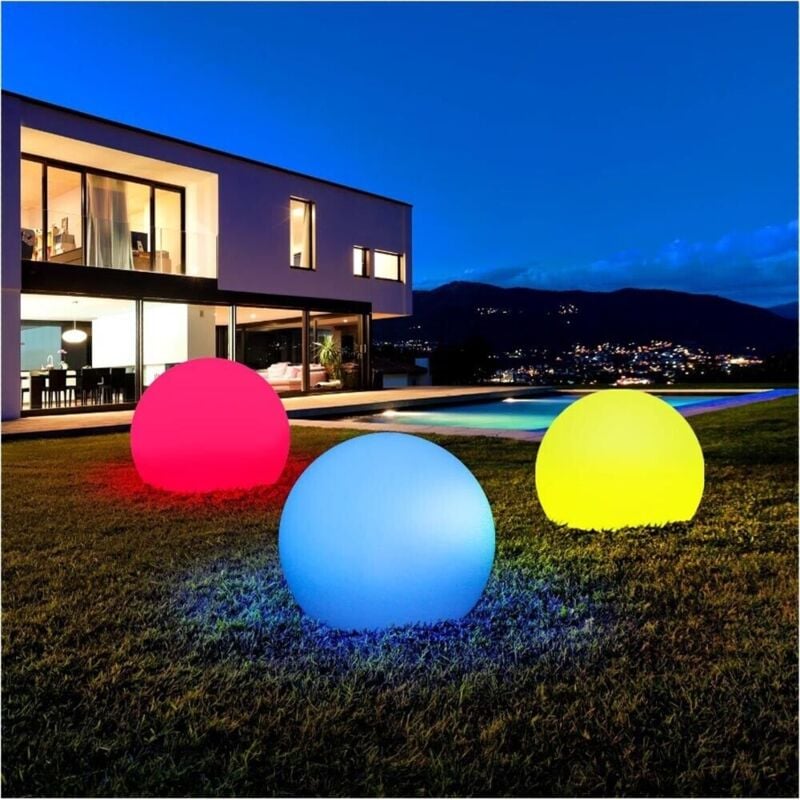 foto del prodotto lampada sfera da terra interno esterno illuminazione giardino palla 40 cm ip65