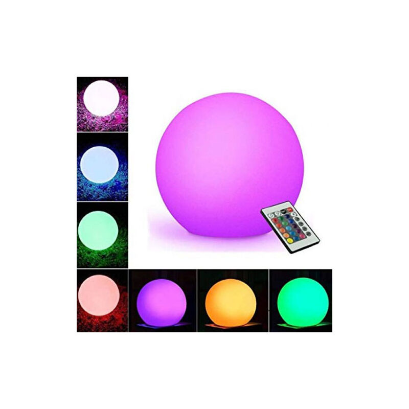 foto del prodotto lampada sfera luminosa da giardino 40 cm luce multicolor con batteria solare mod. hoop