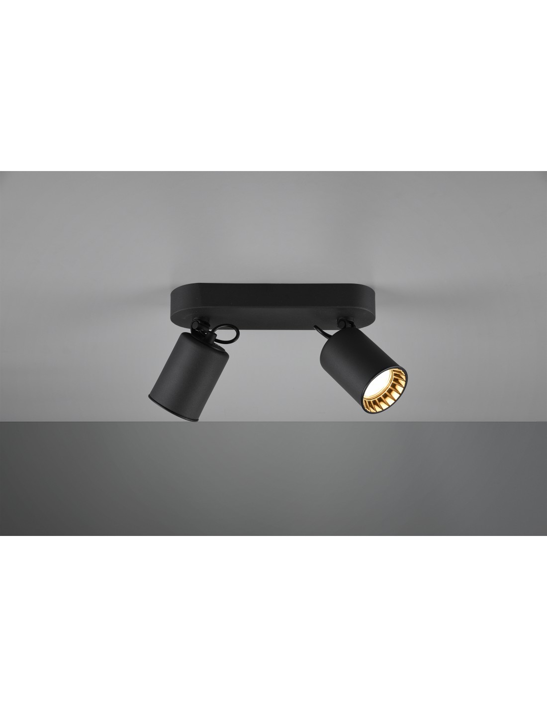 foto del prodotto lampada soffitto 2 faretti spot gu10 orientabili pago nero trio lighting
