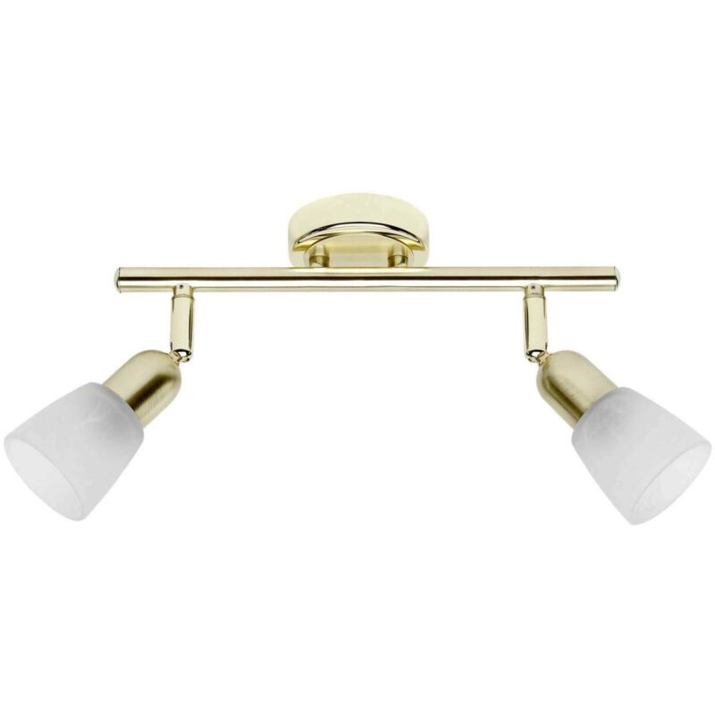 foto del prodotto lampada sofia tubo spot 2 flg ottone alabastro bianco 2x d45, e14, 40w, adatto per proiettori a caduta non inclusi scala da a a e testa