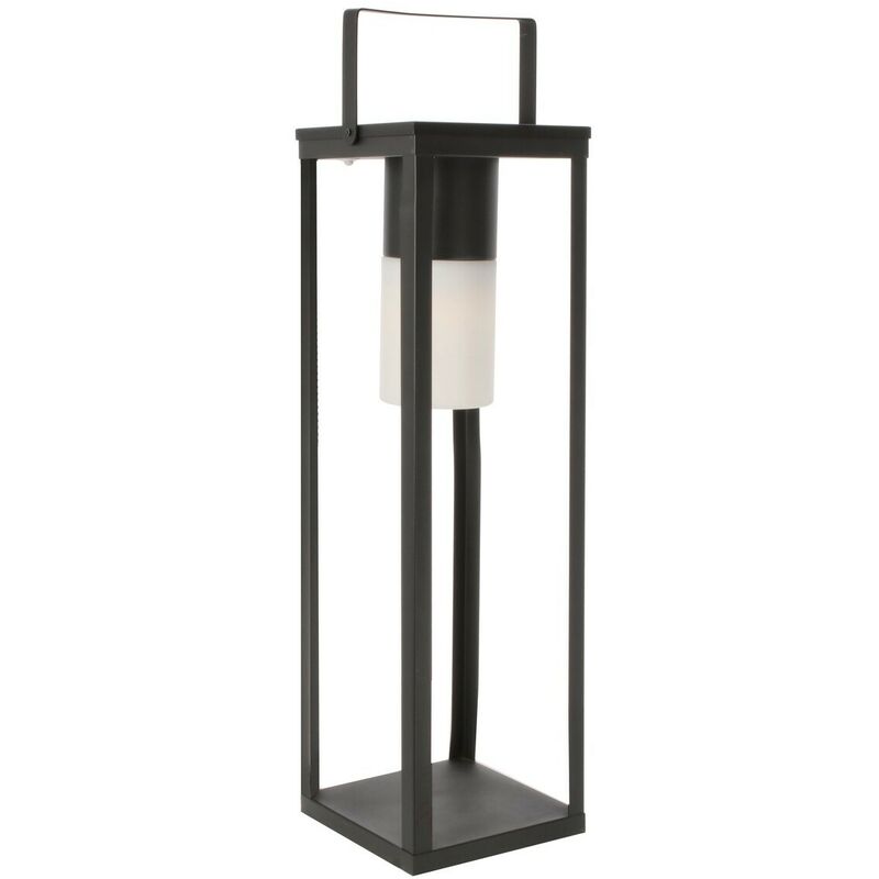 foto del prodotto lampada solar led in acciaio nero con manico 20x20x75h cm batteria ricaricabile