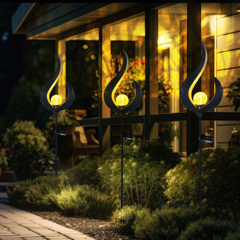 foto del prodotto lampada solare a led con picchetto da giardino con spina da giardino lampada da esterno con presa, metallo vetro color bronzo trasparente, 3000k