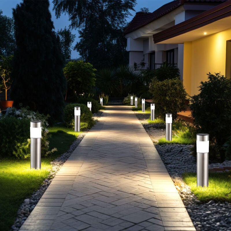 foto del prodotto lampada solare a led con picchetto da terra, lampada da terra, lampada da giardino, lampada da terra, acciaio inossidabile, 1x 0,06 w ciascuna, p x a