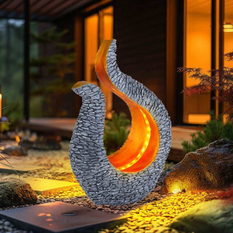 foto del prodotto lampada solare a led grigio oro pietra ottica scultura giardino illuminazione esterna balcone cortile decorazione design lampada