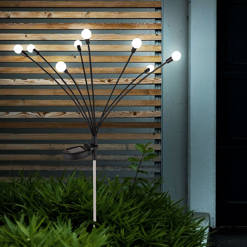 foto del prodotto lampada solare a led luce esterna decorazione giardino terra spike luce solare 8 fiamme patio lampada mobile, nero opale, bianco caldo, lxh 20 x 70 cm