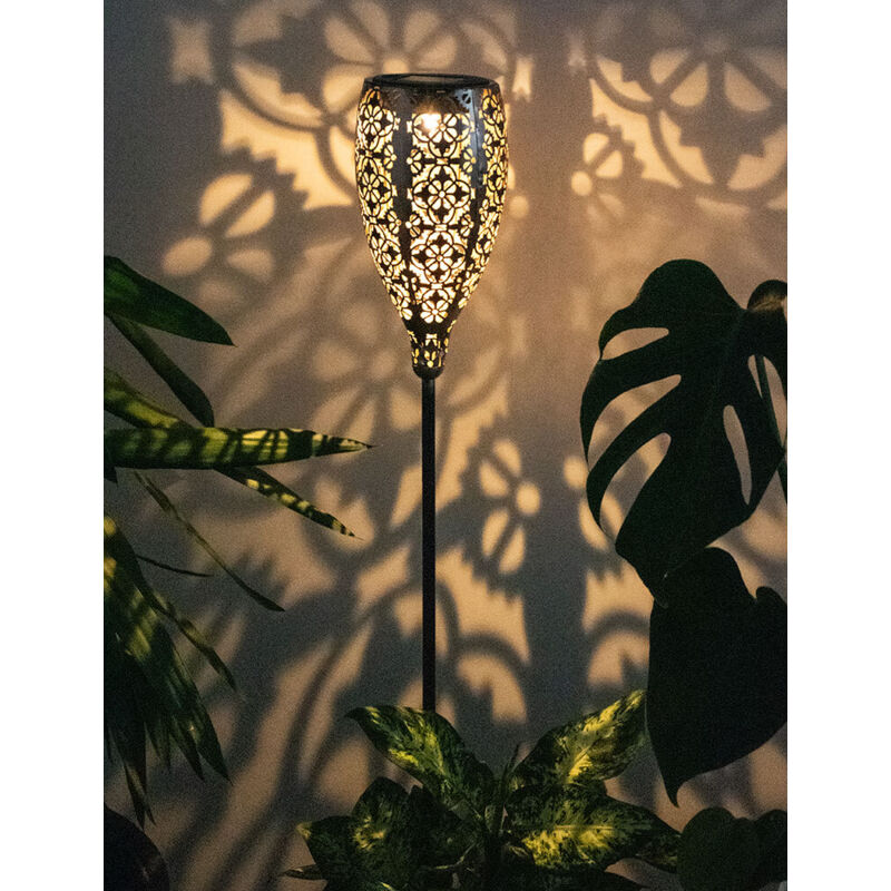 foto del prodotto lampada solare a led per esterni con motivo a lampada da balcone deco lampada a picchetto da terra illuminazione oro