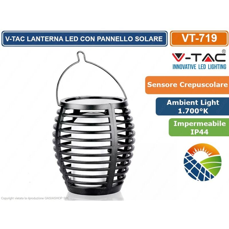 foto del prodotto lampada solare a led rgb luce calda 1700k con interruttore on off per esterno grado di protezione ip44 vt 719 8558 v tac