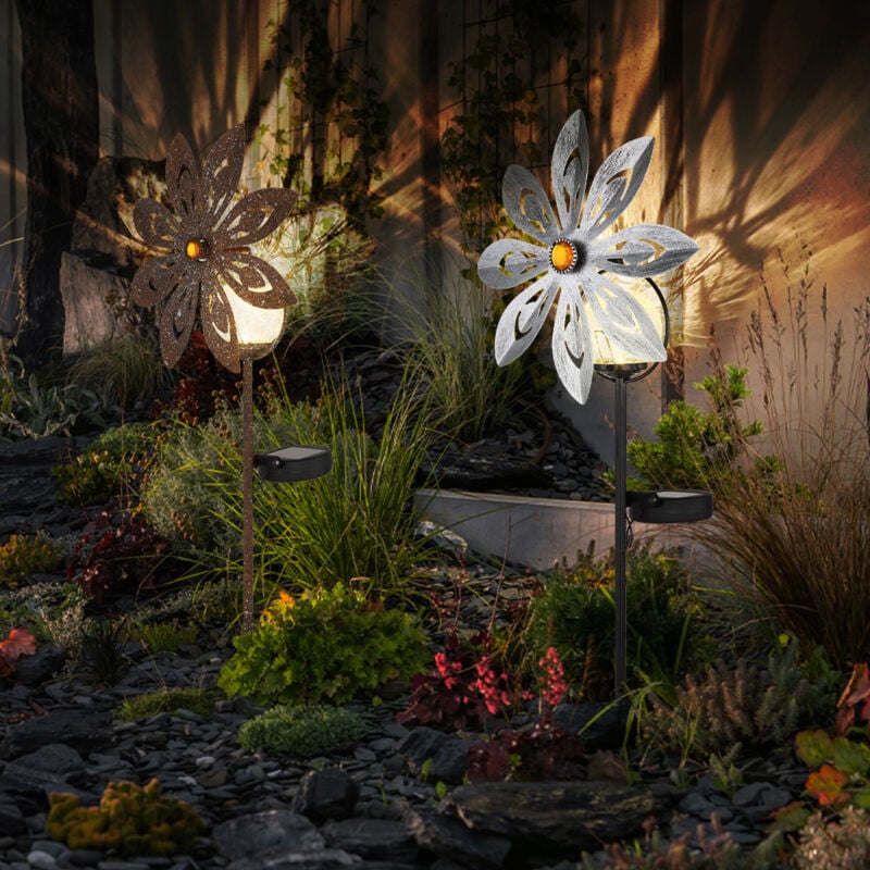 immagine 0 del prodotto lampada solare a led ruota del vento color ruggine decorazione da giardino lampada da patio grigio argento lampada da esterno picchetto a terra,