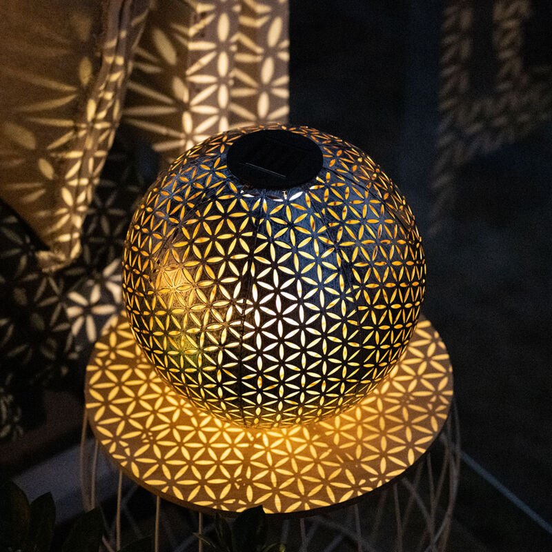 foto del prodotto lampada solare a spina kigel giardino terrazza picchetto orientale, metallo grigio argento, batteria ricaricabile, 1x led bianco caldo, dxh 27x38 cm