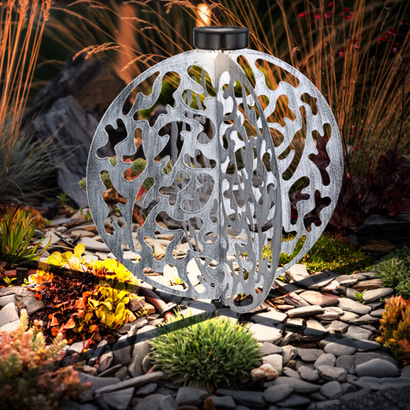 foto del prodotto lampada solare argento luce patio reto lampada da esterno, lampada a led plug in decorazione da giardino balcone, metallo, 1x led 3000k, dxh 40x51 cm
