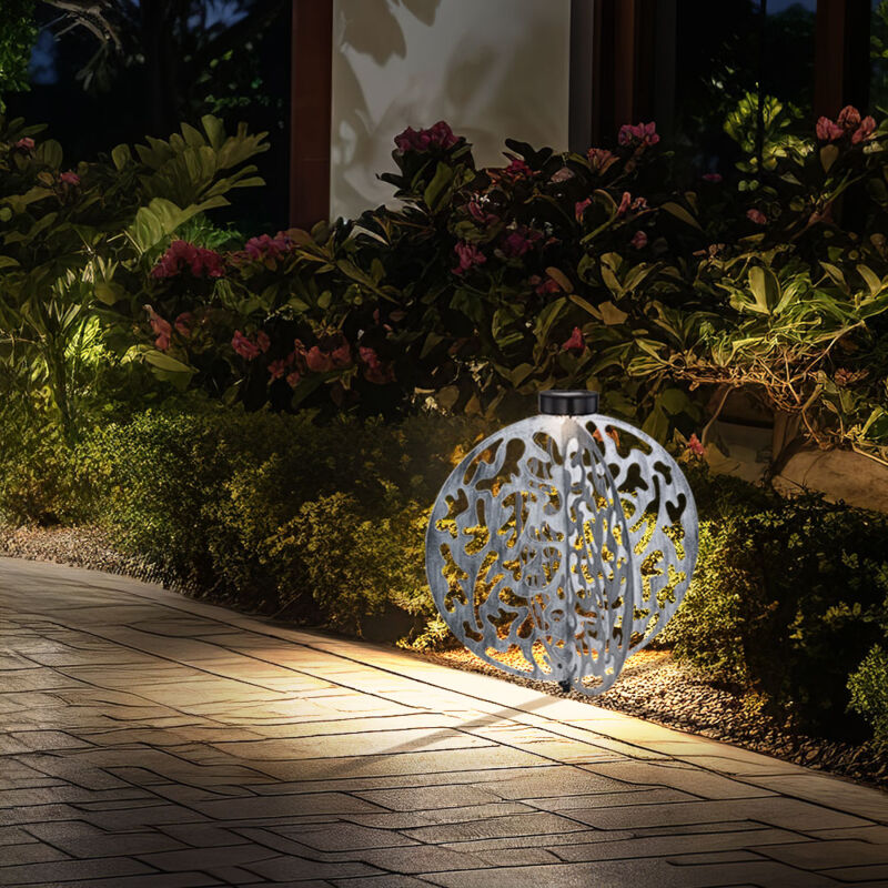 foto del prodotto lampada solare argento luce patio reto lampada da esterno, lampada a led plug in decorazione da giardino balcone, metallo, 1x led 3000k, dxh 40x51 cm