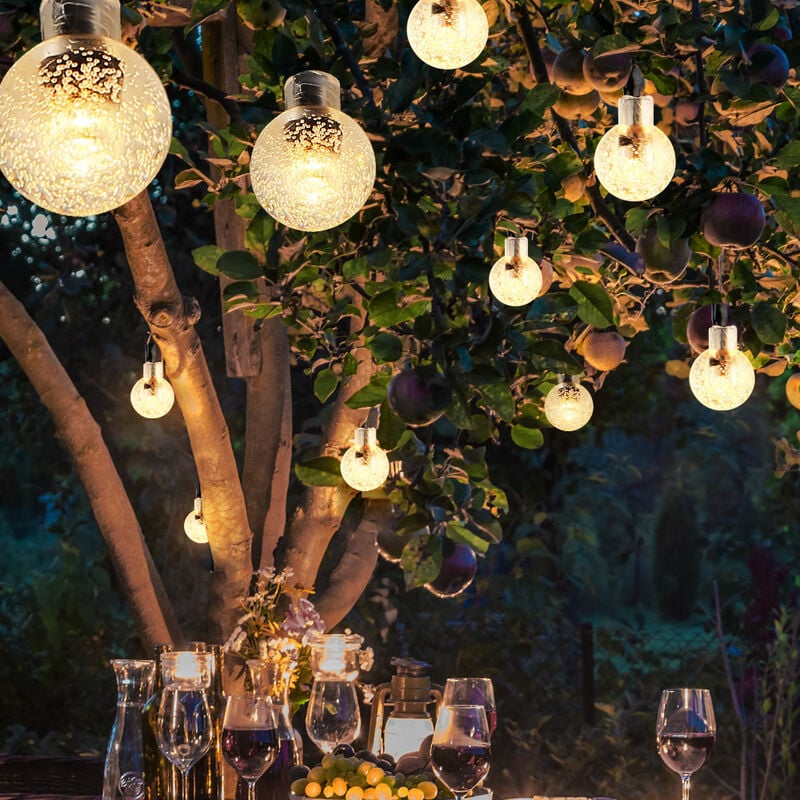 foto del prodotto lampada solare catena luminosa luce esterna nera led lampada da giardino, batteria resistente alle intemperie 6 8m, 20x led 2700k, dxl 1,8x280 cm