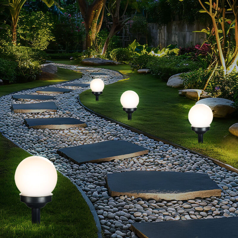 foto del prodotto lampada solare con picchetto da terra, lampada da esterno, lampada da giardino, con picchetto decorativo, plastica, 1x led, pxa 10x39 cm, set da 4