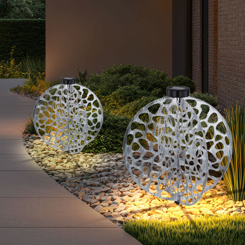 foto del prodotto lampada solare con picchetto da terra lampada orientale decorativa da giardino a luce solare in metallo per esterni, metallo, 1x led bianco caldo,