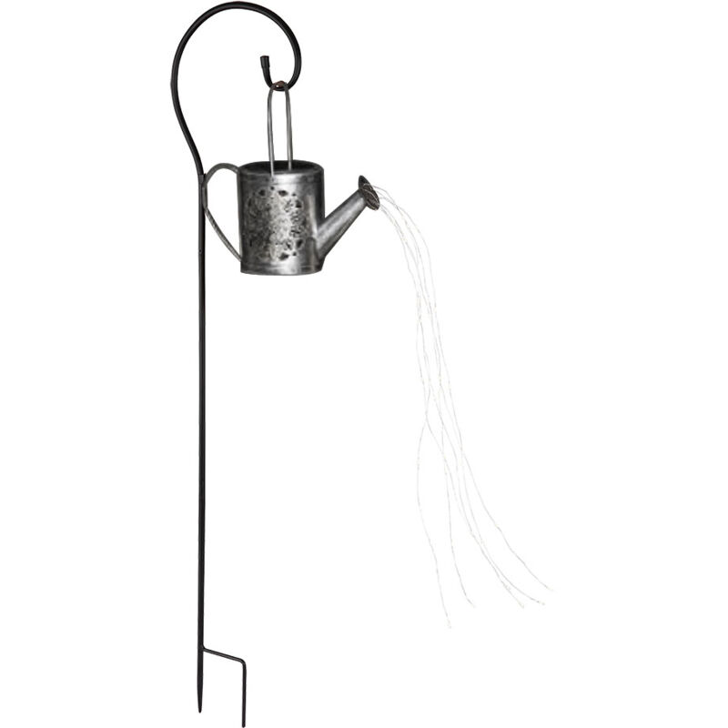 foto del prodotto lampada solare con presa per annaffiatoio, lampada da giardino per esterni in annaffiatoio, design, lampada da presa, argento, 24 led bianco caldo, h