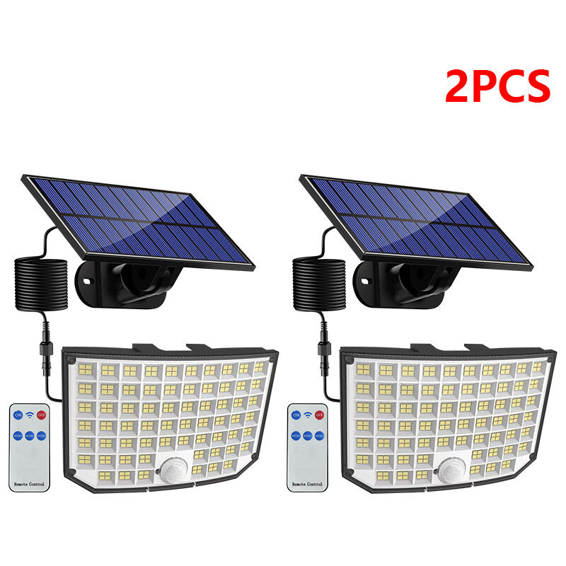 foto del prodotto lampada solare da esterno 2 pezzi, 256 led 3 modalit , lampada solare da esterno sensore di movimento ip65 illuminazione esterna solare impermeabile
