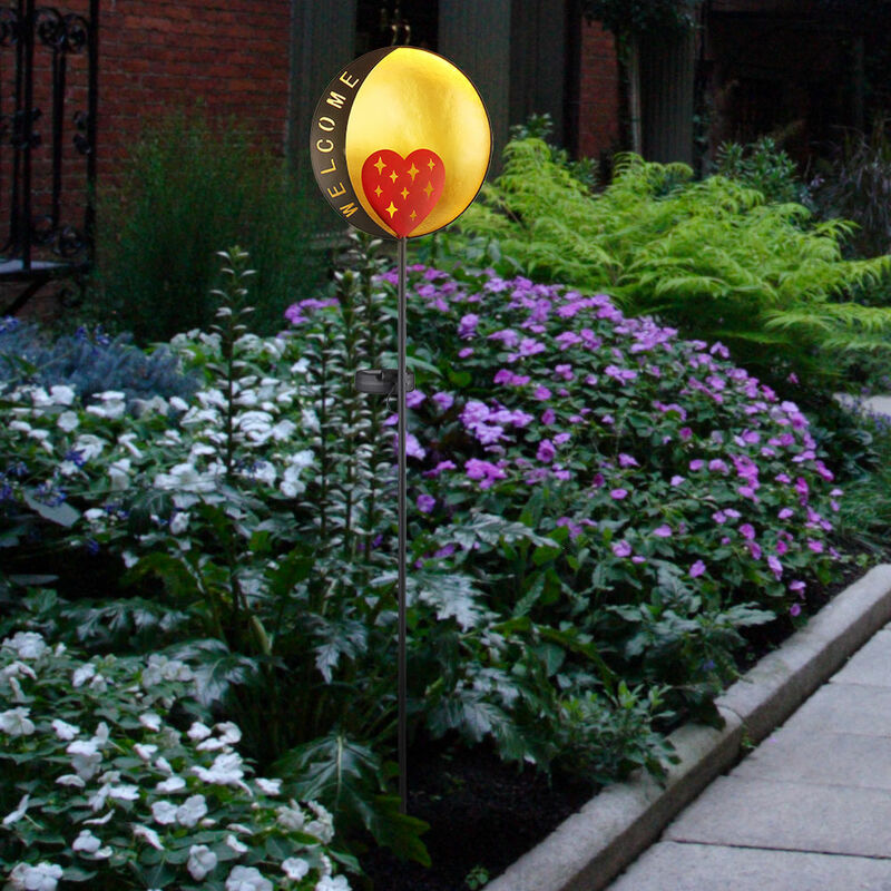 foto del prodotto lampada solare da esterno a led faretti decorativi plug in da giardino terrazza lampada da terra a picchetto benvenuto