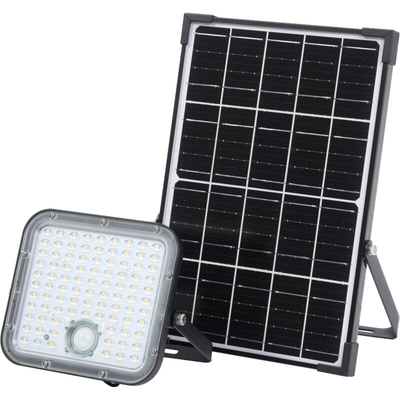 foto del prodotto lampada solare da esterno endura outdoor nera con proiettore e pannello solare, cavo da 5 m, con telecomando e rilevatore di movimento pir, 30 w, 4500 lm, colore della luce 840, 4000 k, eek a - ledvance