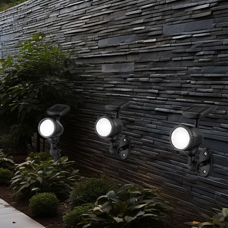 foto del prodotto lampada solare da esterno lampada solare da giardino lampada solare da presa, ip44 faretto mobile con batteria a picchetto, nero, 1x led bianco
