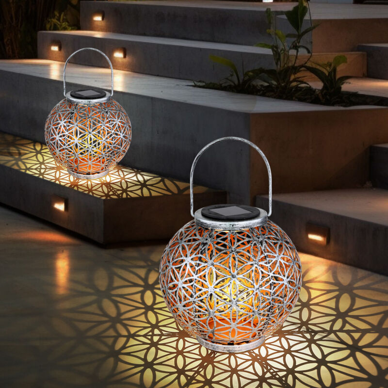 foto del prodotto lampada solare da esterno luce solare orientale lanterna solare a led da esterno, effetto luce fiore della vita, 1x led bianco caldo, pxh 20x29 cm,