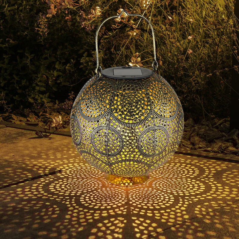 foto del prodotto lampada solare da esterno luce solare orientale lanterna solare a led decorazione da giardino per esterni, effetto luce appesa in piedi, led bianco