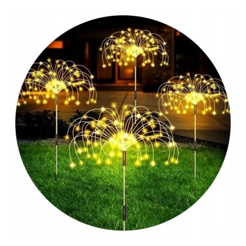 foto del prodotto lampada solare da giardino con effetto fuoco d artificio di tarassaco, 2 pezzi per natale in giardino