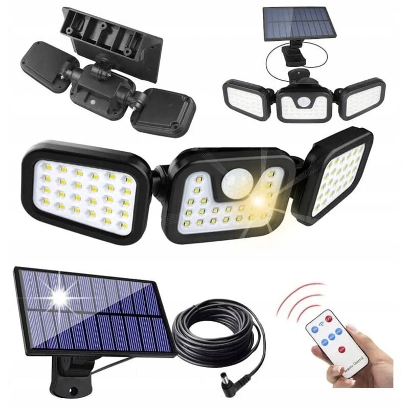 foto del prodotto lampada solare da giardino con sensori a pannello separati potente 200w