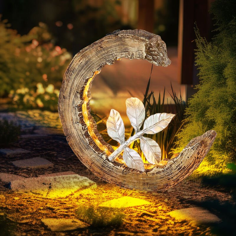 foto del prodotto lampada solare da giardino effetto legno decorazione da giardino lampada solare solare luna per esterni, ramo argentato, led 3000k bianco caldo, lxh