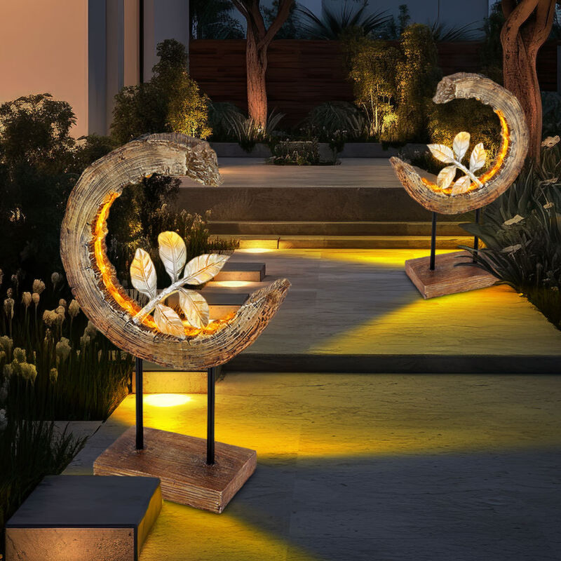 foto del prodotto lampada solare da giardino effetto legno decorazione da giardino lampada solare solare luna per esterni, ramo argentato, led 3000k bianco caldo, lxh