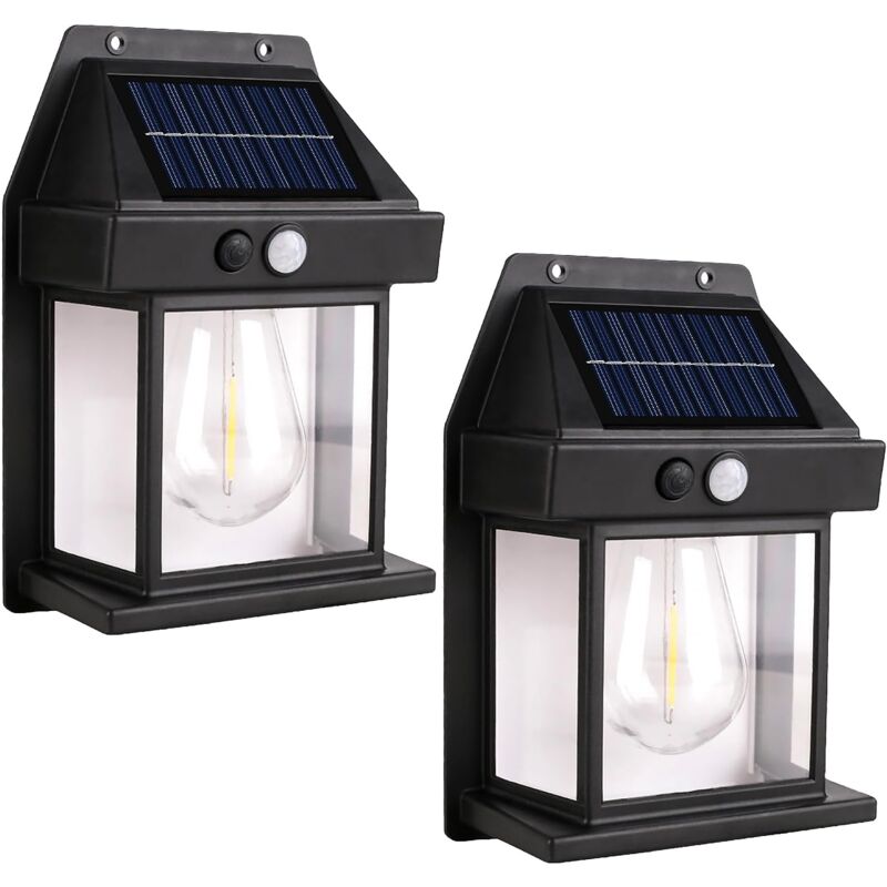 foto del prodotto lampada solare da parete per esterni confezione da 2 luce solare con sensore di movimento, impermeabile, 3 modalit di illuminazione, per patio,