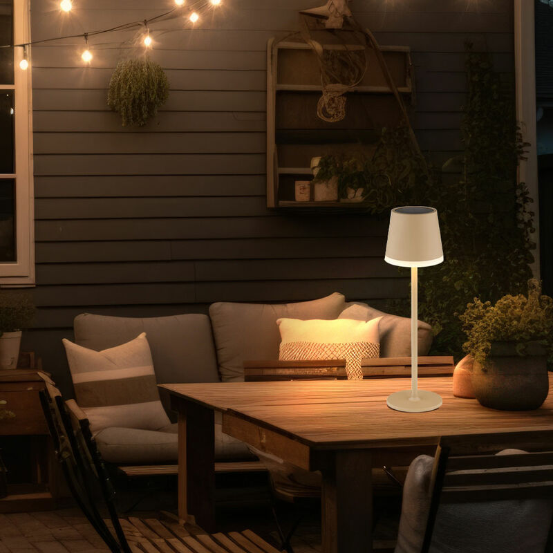 foto del prodotto lampada solare da tavolo lampada da esterno color sabbia lampada da tavolo da patio lampada da balcone ip44 resistente agli spruzzi batteria