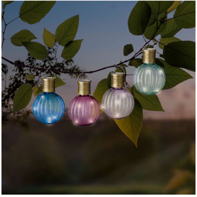 foto del prodotto lampada solare decorativa a bulbo colorato in plastica 4 colori assortiti kaemingk