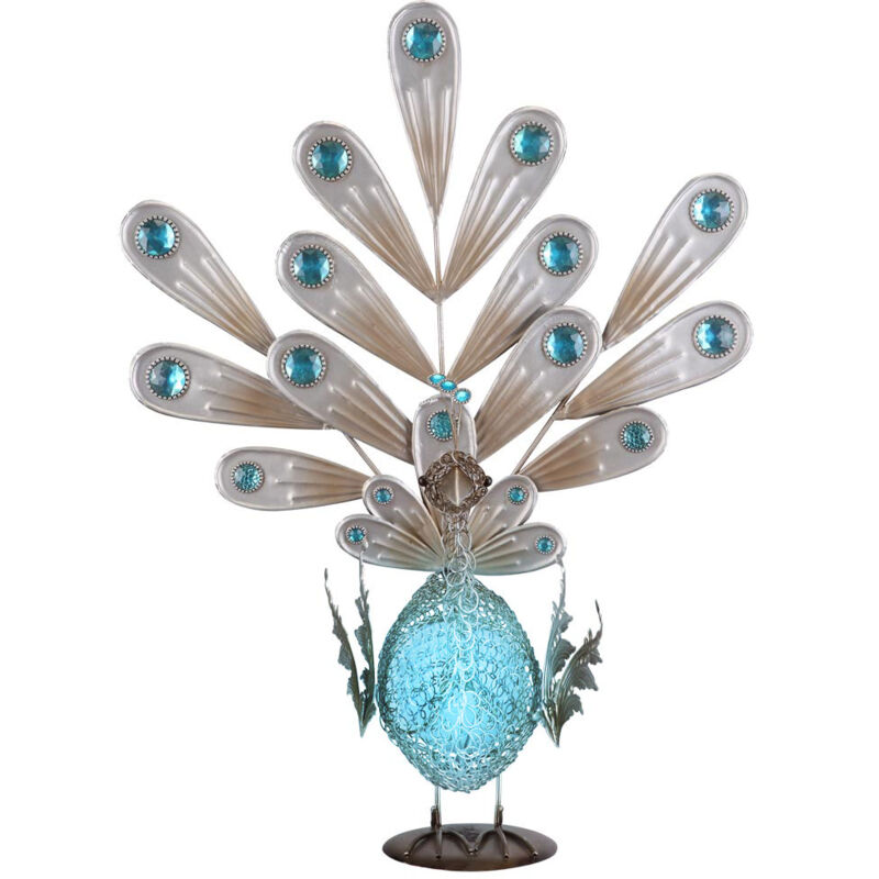 foto del prodotto lampada solare decorativa pavone lampada solare pavone luce esterna figura animale solare, pietre decorative in metallo, ip44, led 0,06 w, lxlxa