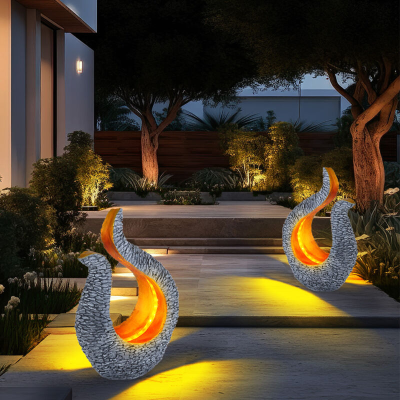 foto del prodotto lampada solare decorazione da giardino scultura solare aspetto pietra lampada solare design oro, grigio, led bianco caldo, lxlxa 23,5x11x34,5 cm, set