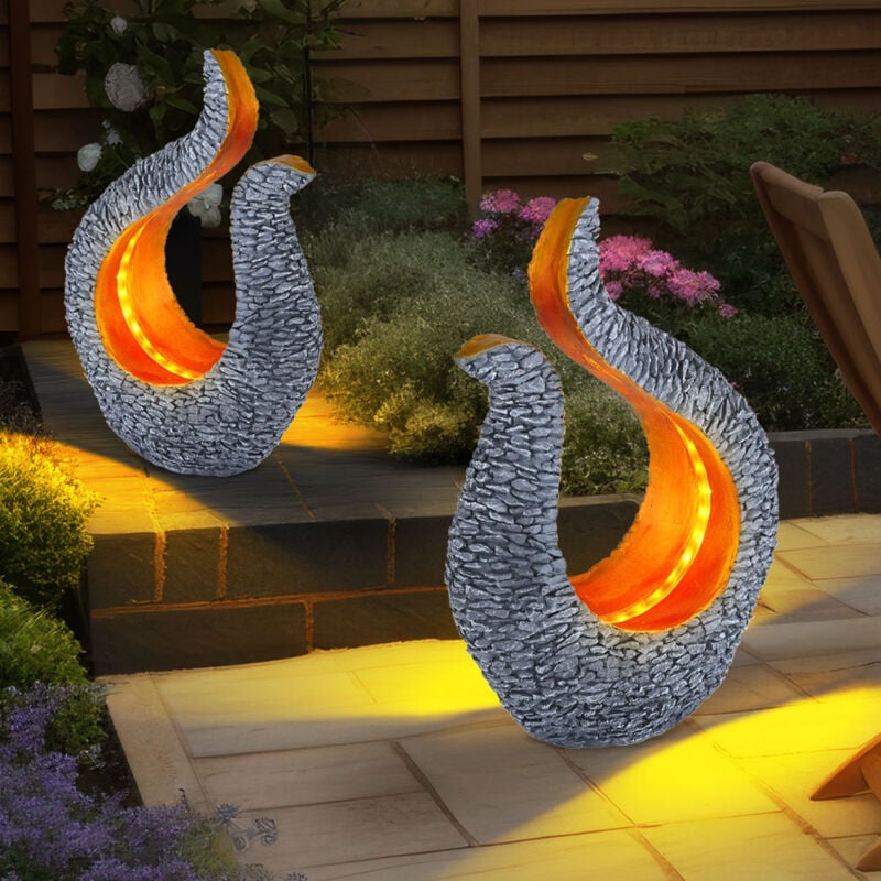 foto del prodotto lampada solare decorazione da giardino scultura solare aspetto pietra lampada solare design oro, grigio, led bianco caldo, lxlxa 23,5x11x34,5 cm, set