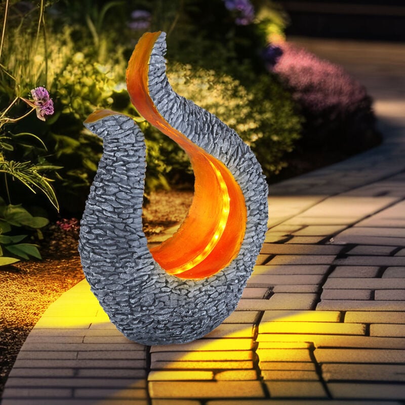 foto del prodotto lampada solare decorazione da giardino scultura solare aspetto pietra lampada solare design oro, grigio, led bianco caldo, lxpxa 23,5x11x34,5 cm