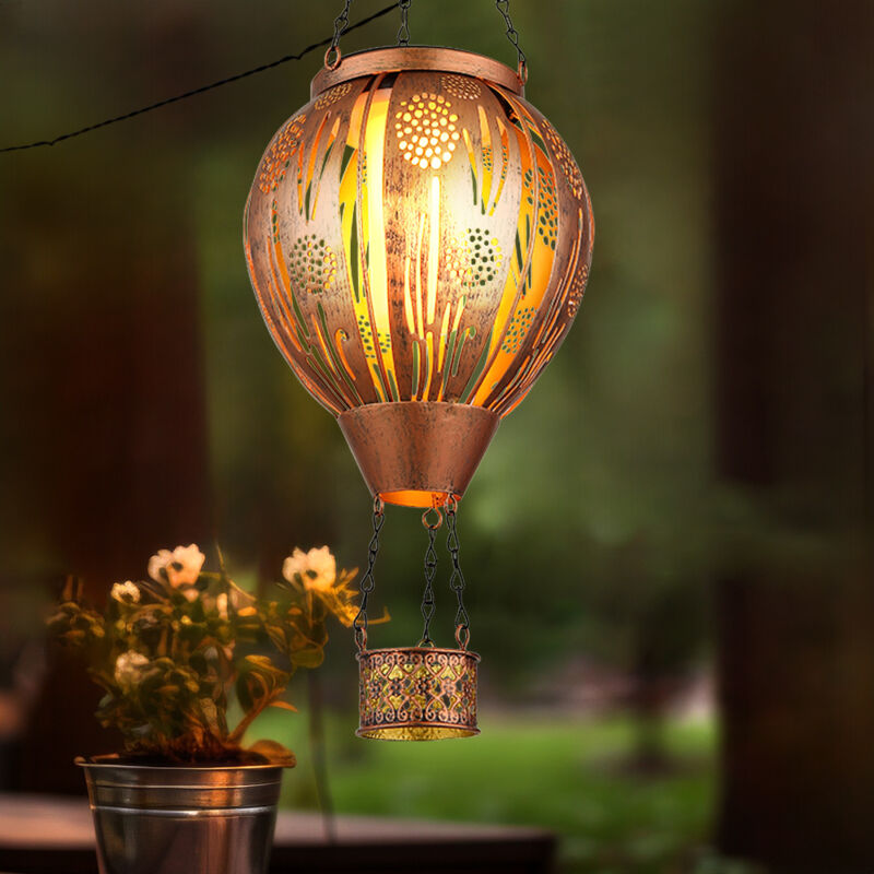 foto del prodotto lampada solare decorazione giardino luce solare led mongolfiera effetto fuoco luce esterna lampada a sospensione luce patio, occhi decorativi