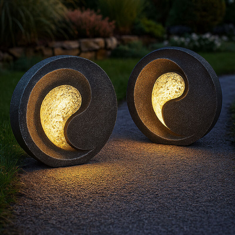 foto del prodotto lampada solare effetto pietra per esterni scultura da giardino per esterni lampada da tavolo a luce solare per esterni resistente alle intemperie