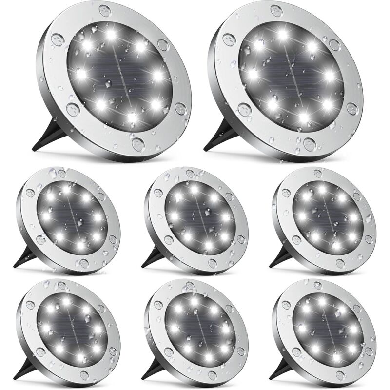foto del prodotto lampada solare esterna, luce solare esterna 8 pezzi, solare giardino esterno solare 8led, ip65 spot solare impermeabile, lampada solare esterna