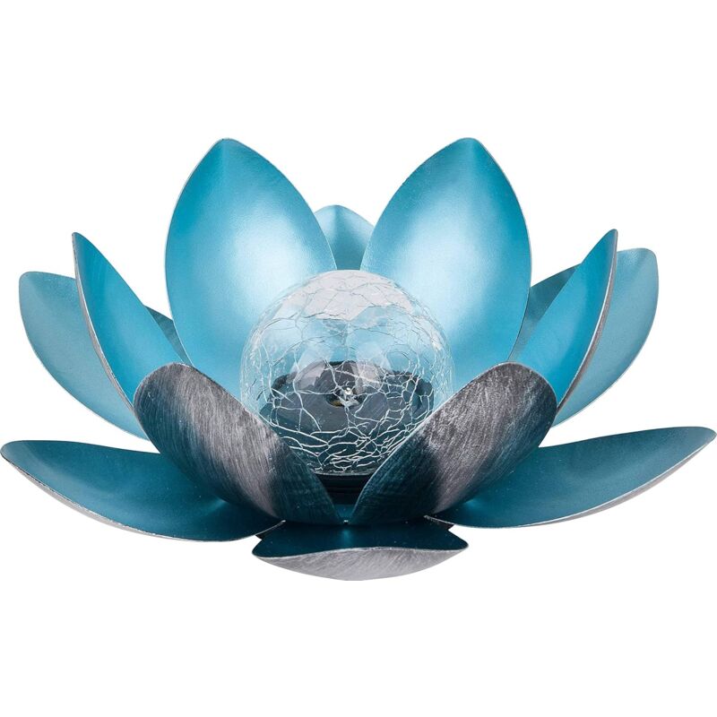 foto del prodotto lampada solare in metallo argento blu 27 cm altezza 12 cm