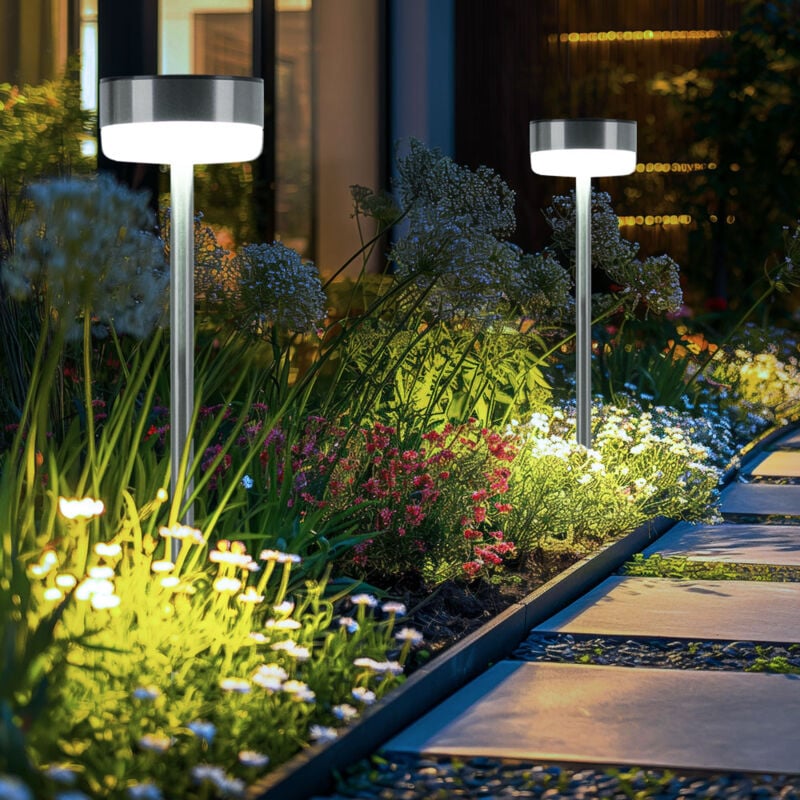 foto del prodotto lampada solare lampada da esterno a led lampada da sentiero decorazione da giardino lampada da terra con picchetto decorazione solare, acciaio