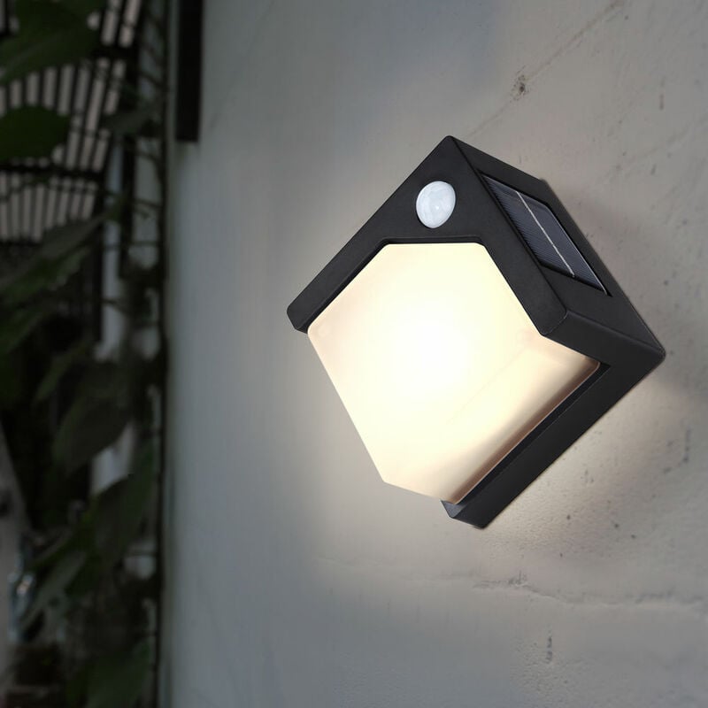 foto del prodotto lampada solare lampada da esterno lampada da parete resistente alle intemperie, led rilevatore movimento, 8x led 16,5lm 3000k, lxpxa 6,3x13,5x13,5 cm
