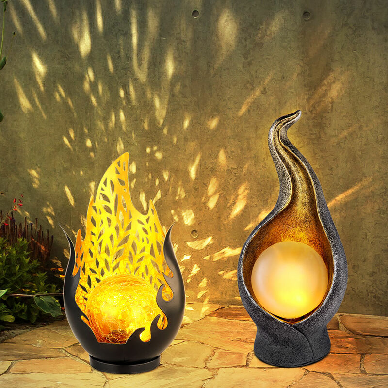 foto del prodotto lampada solare lampada da esterno luce da giardino ingresso area patio, ip44 a prova di spruzzi fiamma ottica, orientale, led 0,06w bianco caldo, set