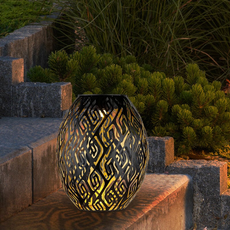 foto del prodotto lampada solare lampada da giardino con spina solare lampada, display luminoso a batteria con picchetto resistente alle intemperie, metallo color oro