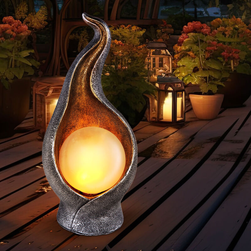 foto del prodotto lampada solare lampada solare lampada da esterno lampada da giardino lampada da esterno zona ingresso, ip44 antispruzzo ottica fiamma argento oro,