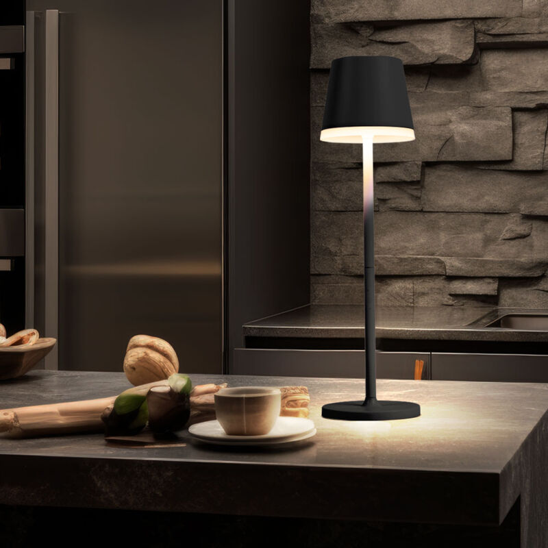 foto del prodotto lampada solare led da tavolo luce da esterno antracite luce da giardino lampada da patio, metallo plastica satinata, batteria ricaricabile a prova di