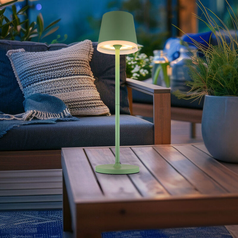 foto del prodotto lampada solare led da tavolo luce da esterno argento luce da giardino ricaricabile lampada da patio, metallo plastica satinata, resistente agli